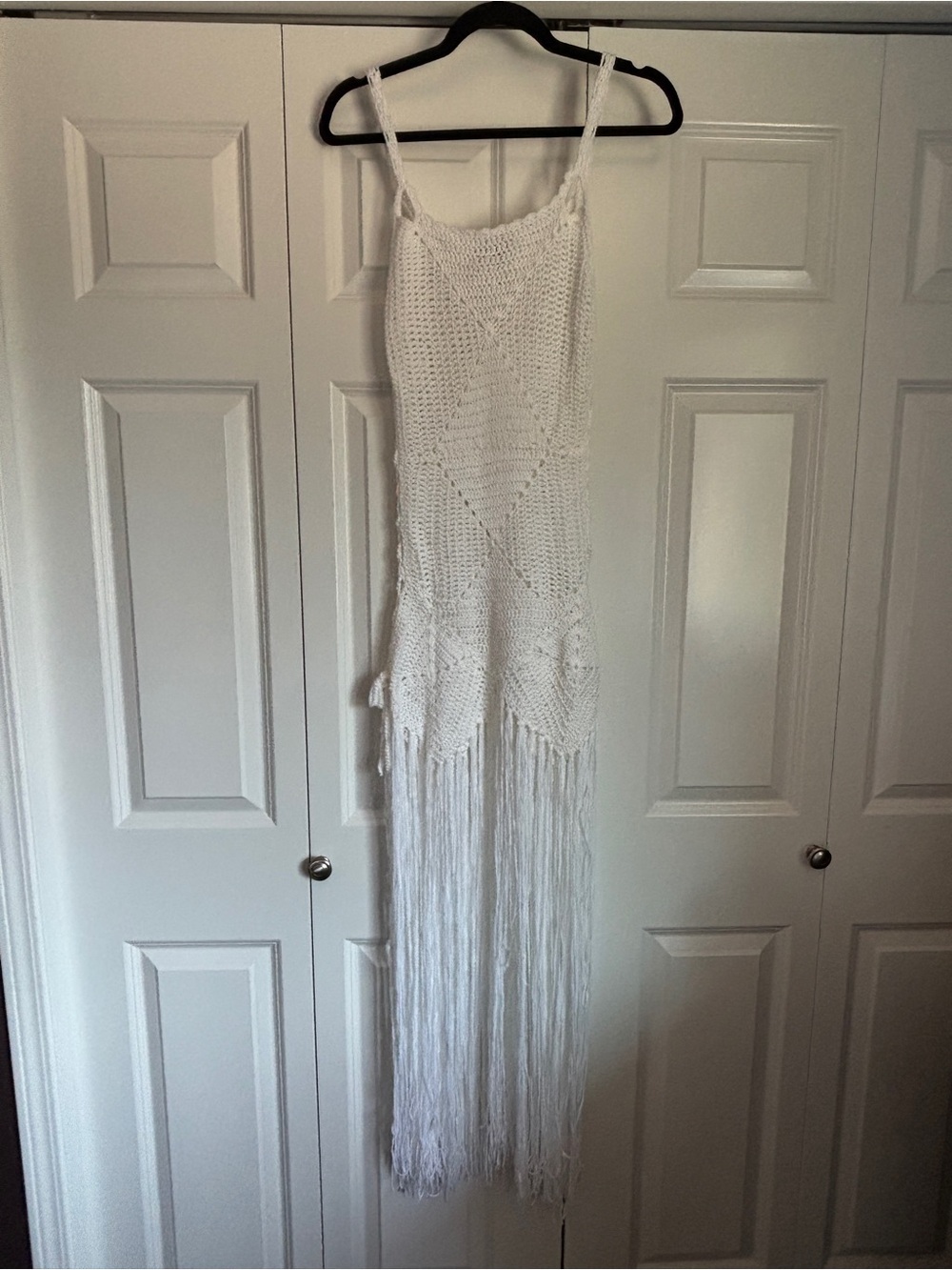 New Venus White Crochet Fringe Maxi Swim Cover